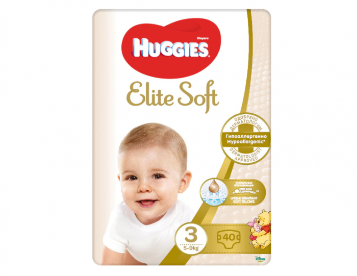 Huggies Elite Soft Scutece Nr. 3, 5-9 kg, 40 bucati [1]
