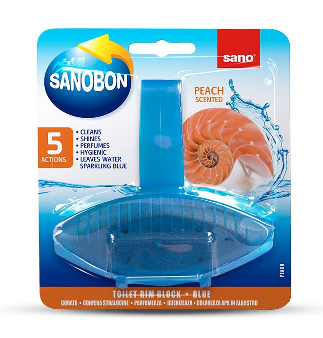 Odorizant WC Sano Bon Blue Piersica 5in1, Solid, 55gr [1]