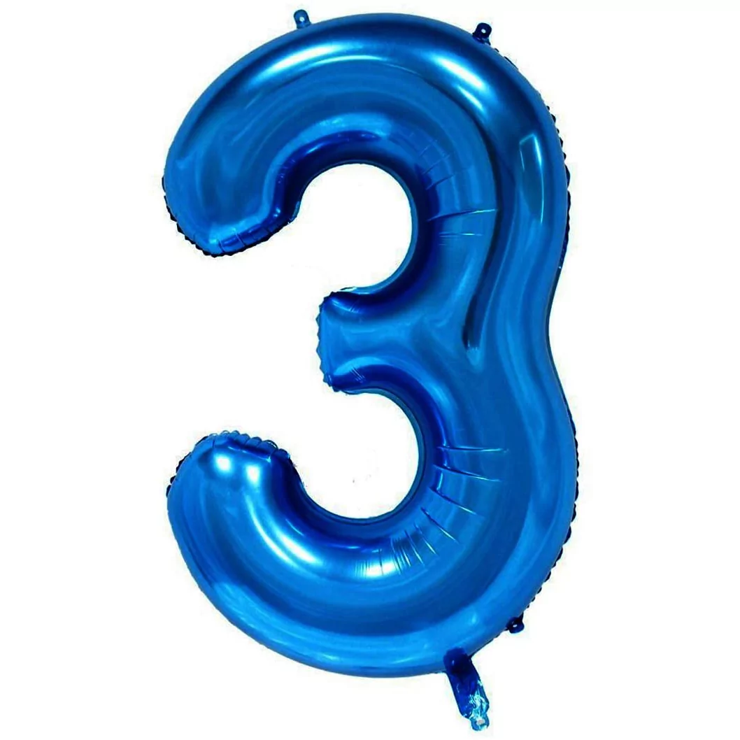 Baloane Aniversare - Balon Cifra 3 , 100 cm, albastru