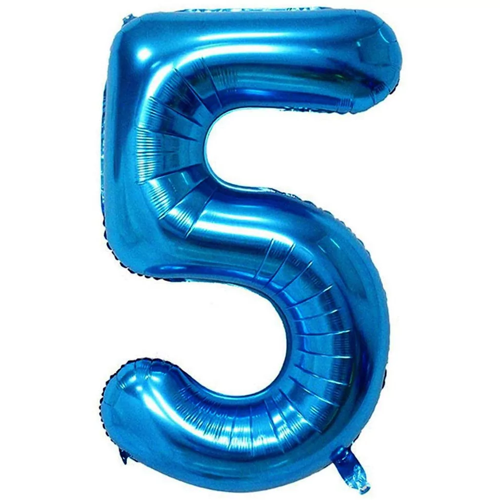 Baloane Aniversare - Balon Cifra 5 , 100 cm, albastru