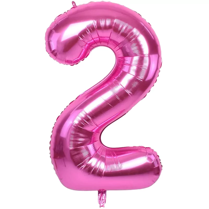 Baloane Cifre - Baloane cifra 2, 100 cm, roz