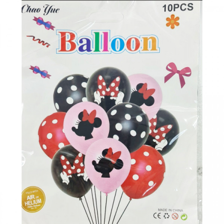 Articole pentru Petrecere - Baloane Colorate Minnie /Buline 10/set