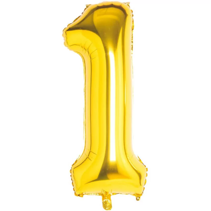 Utile - Balon din Folie Metalizata Aurie, Cifra 1, 80 cm