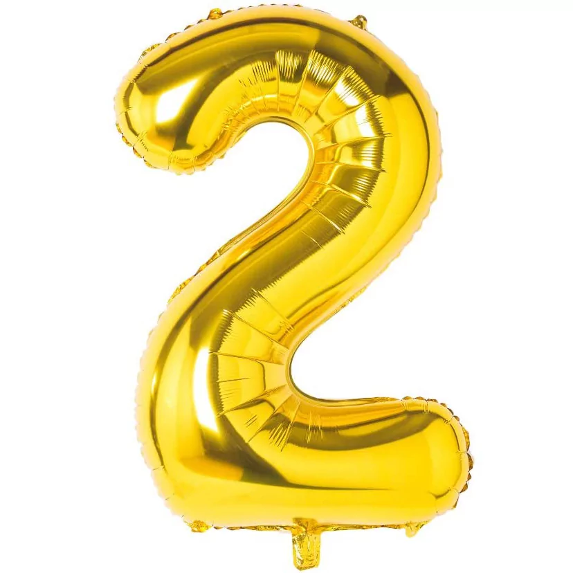 Utile - Balon Aniversare 80cm Auriu, cifra 2, 1 buc