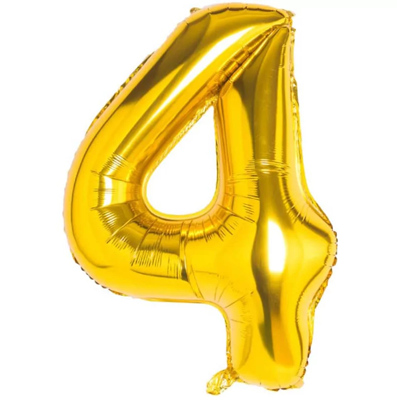 Utile - Balon din Folie Metalizata Aurie, Cifra 4, 80 cm