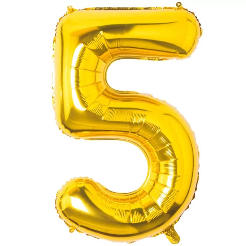 Utile - Balon Aniversare 80cm Auriu, cifra 5, 1 buc
