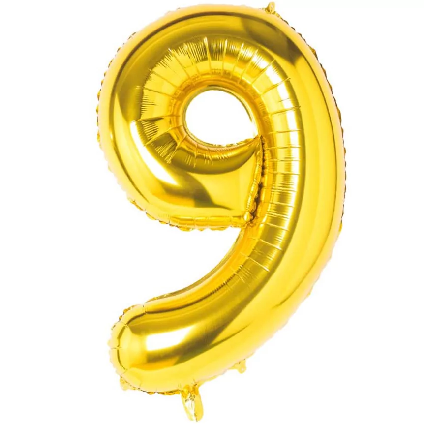 Utile - Balon Aniversare 80cm Auriu, cifra 9, 1 buc