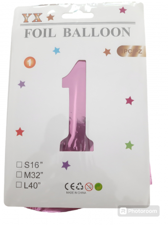 Articole pentru Petrecere - Balon Folie Cifra1 Roz 80cm