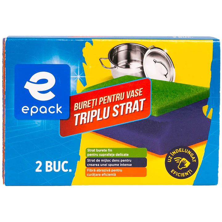 Articole Menaj si Accesorii pentru Casa - Epack Set 2 Bureti pt vase triplu strat