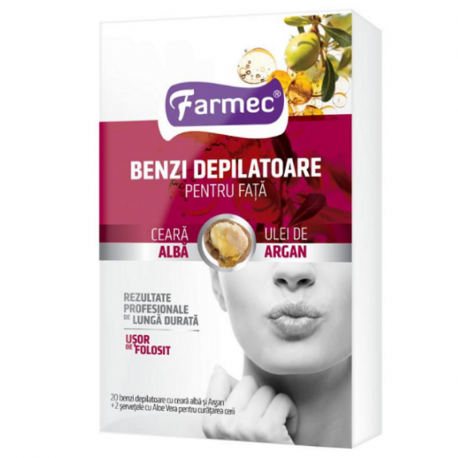 Farmec Benzi Depilatoare Fata Cu Argan, 20buc/cutie
