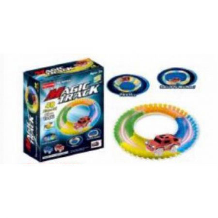 Jucarii - Pista flexibila fosforescenta Magic Set 48 piese, Magic Track, masina inclusa