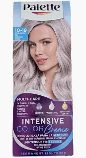 Vopsea de par, oxidant si accesorii pentru vopsit - Palette  Intensive Color Creme Decolorant Blond Argintiu Rece 10-19