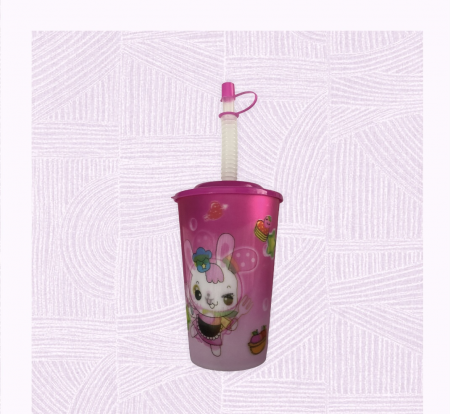 Utile - Pahare Plastic Cu Pai Fetite