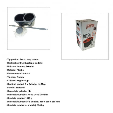 Articole Menaj si Accesorii pentru Casa - Set Mop Rotativ si Galeata cu Stoarcere Automata