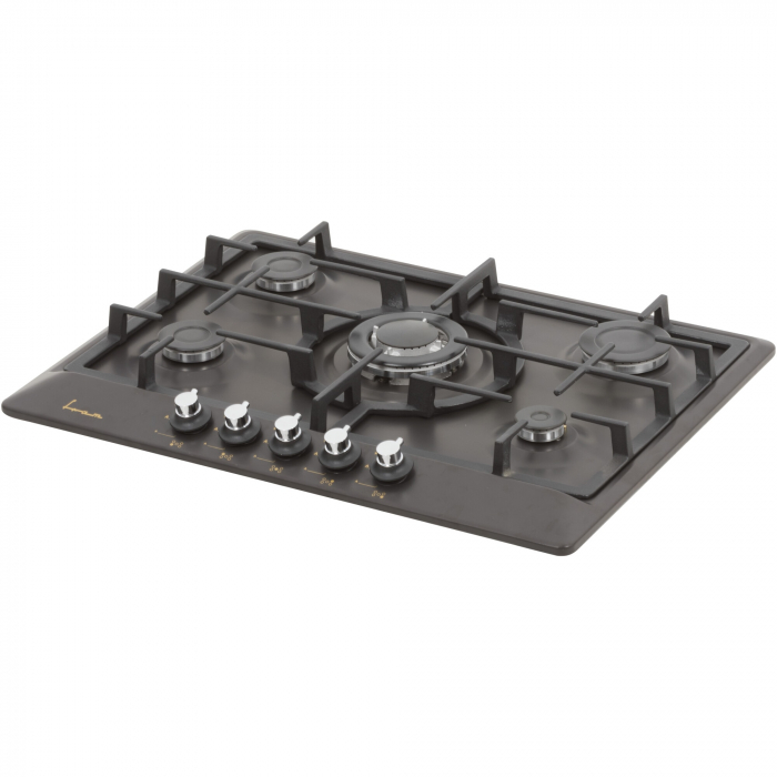 Plita incorporabila Fram FBH-S705IWF-RBK, Gaz, 5 arzatoare, Wok, Aprindere electrica, Gratar fonta, Duze GPL incluse, 70 cm, Negru [3]