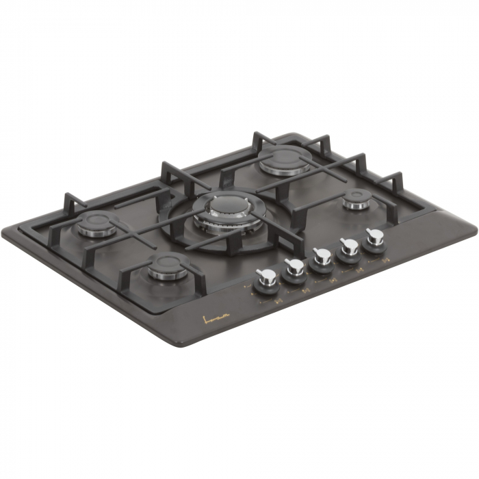 Plita incorporabila Fram FBH-S705IWF-RBK, Gaz, 5 arzatoare, Wok, Aprindere electrica, Gratar fonta, Duze GPL incluse, 70 cm, Negru [4]