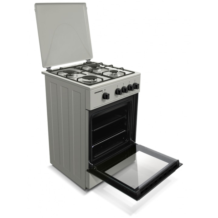 Aragaz HEINNER HFSC-K50SL, Gaz, 4 arzatoare, Duze GPL incluse, Tava si gratar cromat, 50 cm Argintiu [4]