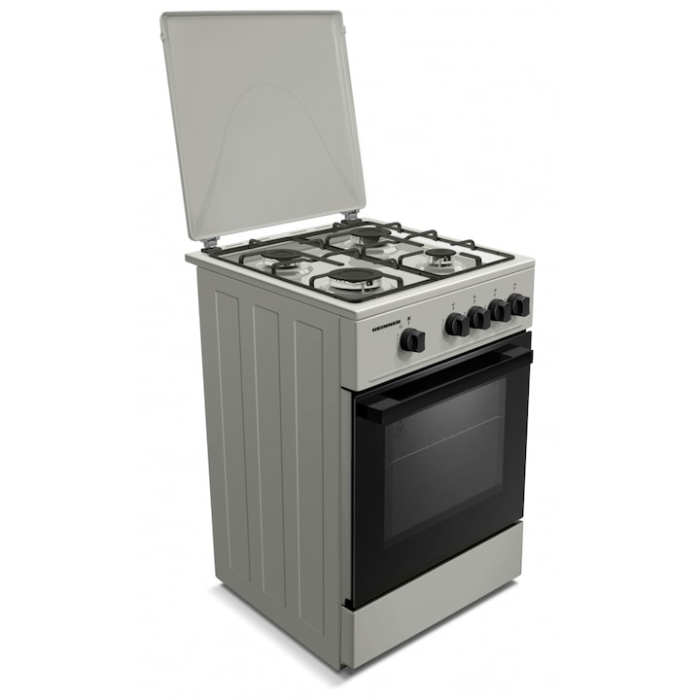 Aragaz HEINNER HFSC-K50SL, Gaz, 4 arzatoare, Duze GPL incluse, Tava si gratar cromat, 50 cm Argintiu [3]