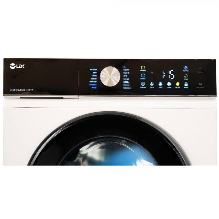 Masina de spalat rufe LDK Queen 814DITW, 8 Kg, Clasa A, 1400 rpm, 16 programe, Control Touch, Steam, Super Spa, Storm Wash, Night wash, My Cycle, Amanare pornire, Motor Inverter, Alb [2]
