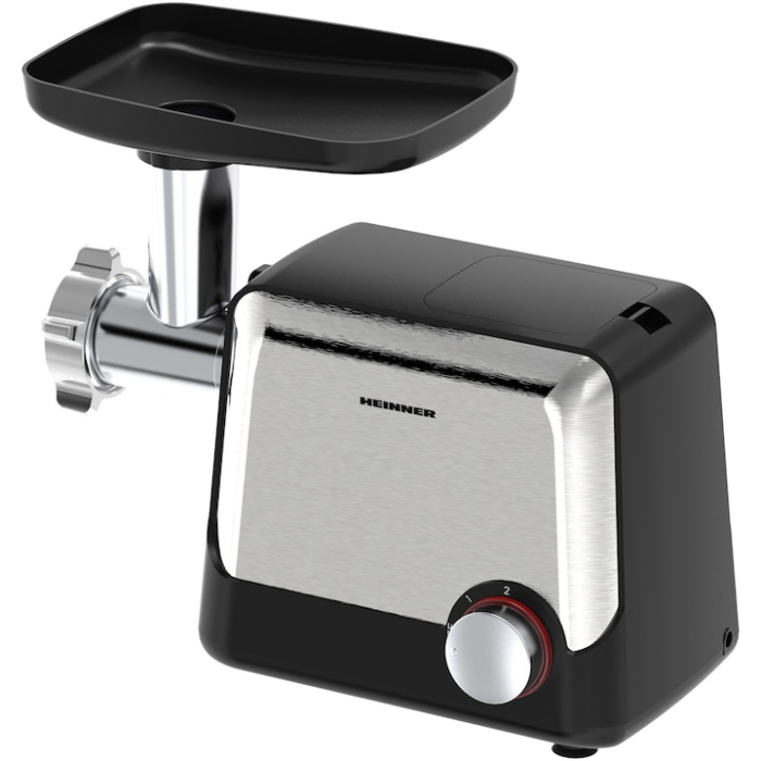Masina de tocat Heinner DualSteel HMG-2100BKS3, 2100W, 1.8 kg/min, 2 viteze + Reverse, accesoriu rosii, accesorii kibbe si carnati, cutit inox, 3 site metalice, negru/inox [5]