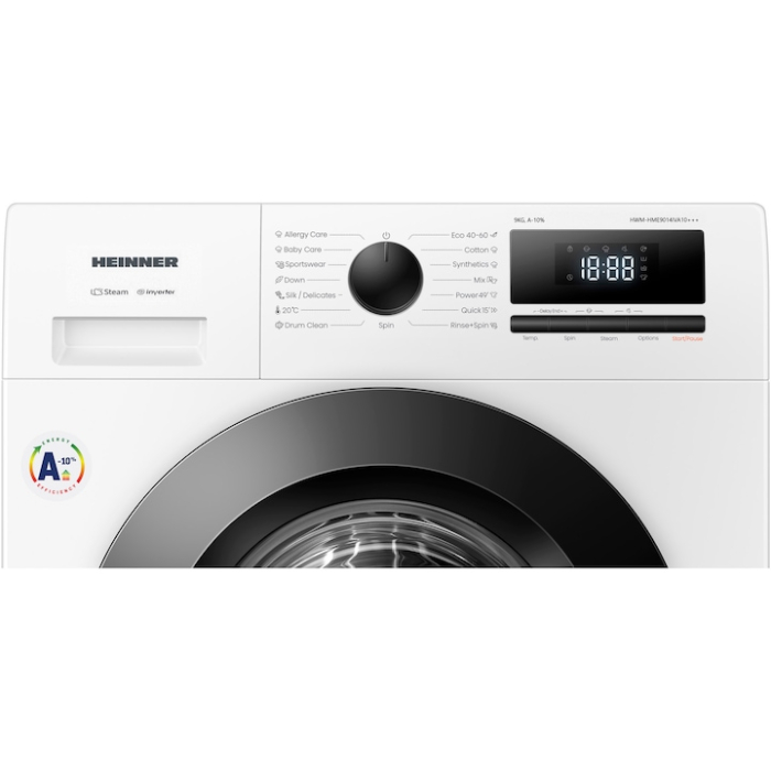 Masina de spalat rufe HEINNER HWM-HME9014IVA10+++, 9 KG, 1400 RPM, Clasa A-10%, MOTOR INVERTER, Display digital, Program Allergy steam, Alb [3]