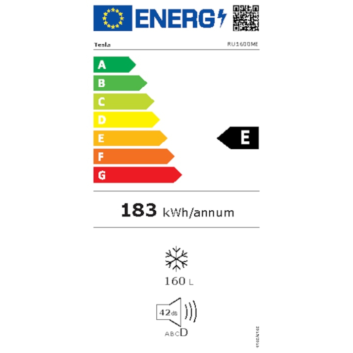 Congelator Tesla RU1600ME, 160 l, 5 sertare, Usa reversibila, Clasa E, H 142 cm, Alb [4]