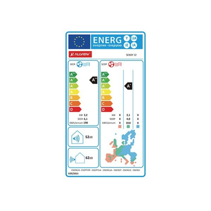 Aparat de aer conditionat Allview Sensy 12, 12000 BTU, A++ / A+, inverter, Wi-Fi, kit instalare, functie incalzire, dezumidificare, mod de noapte, mod turbo, mod ECO, ventilatie, autodiagnoza, alb [5]