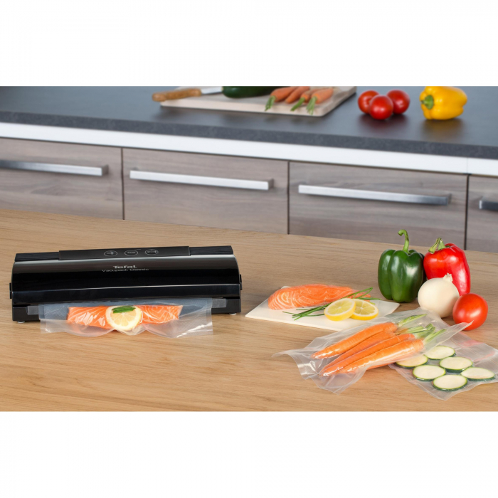 Aparat de vidat Tefal VacuPack Classic VT254070, 110 W, functie de sigilare si vidare automata, 2 programe, negru [4]