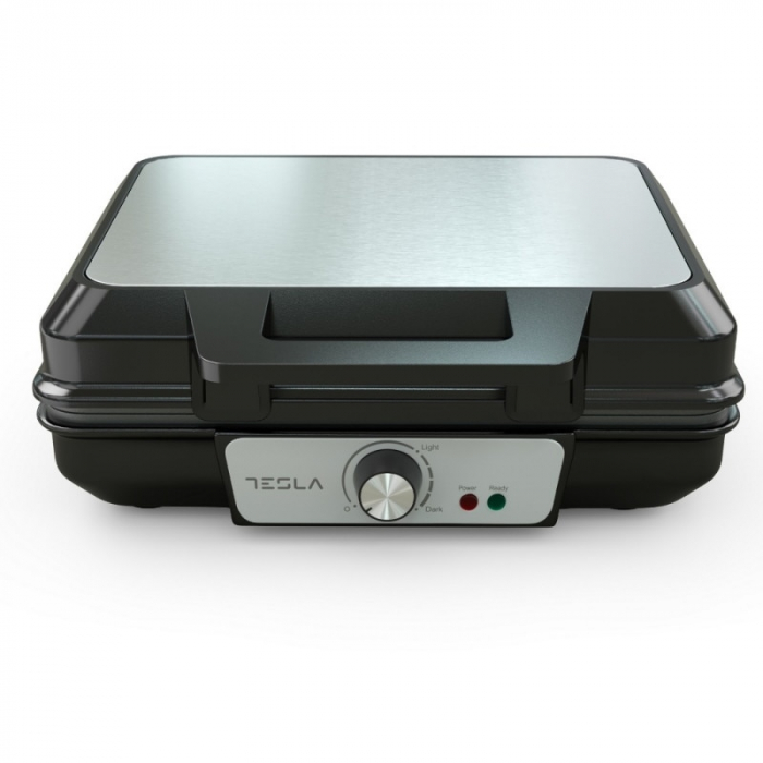 Aparat pentru preparat vafe Tesla WM200BX, 1000W, placi antiaderente, 140°/220°, negru/ inox [4]
