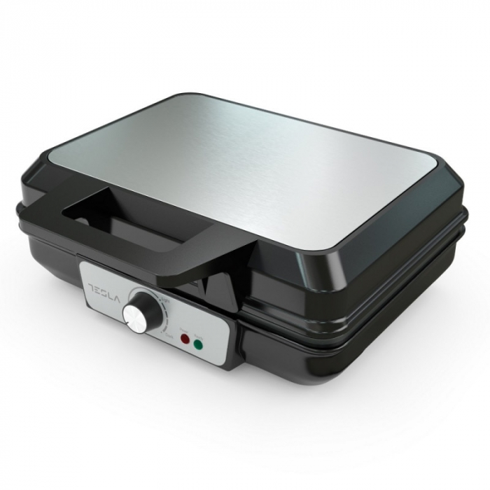 Aparat pentru preparat vafe Tesla WM200BX, 1000W, placi antiaderente, 140°/220°, negru/ inox [5]