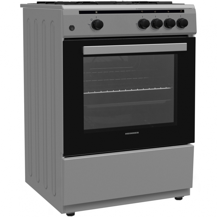 Aragaz Gaz Heinner HFSC-V60SL, 4 arzatoare, Gaz, Aprindere electrica, Dispozitiv de siguranta plita si cuptor, Duze GPL incluse, 60 cm, Argintiu [3]