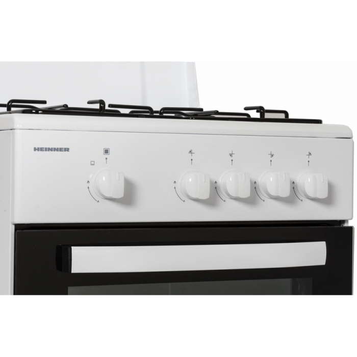 Aragaz Heinner HFSC-SME50WH, Gaz, 50X50 cm, 4 arzatoare, Dispozitiv siguranta, Capac metalic, Alb [6]