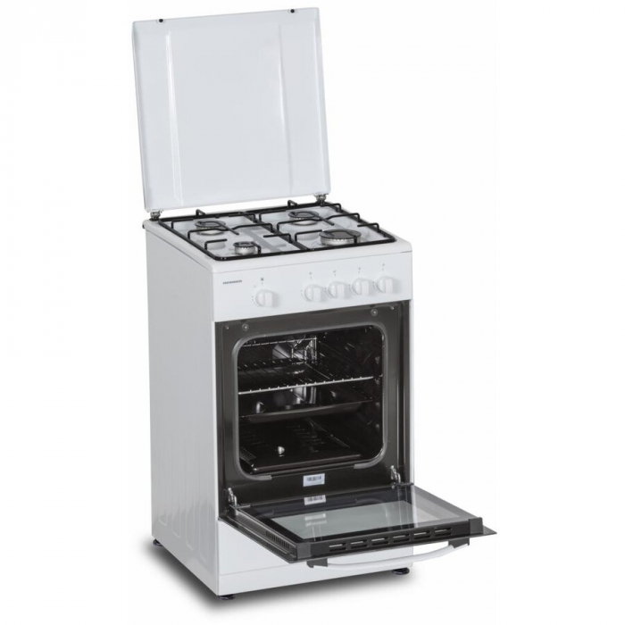 Aragaz Heinner HFSC-SME50WH, Gaz, 50X50 cm, 4 arzatoare, Dispozitiv siguranta, Capac metalic, Alb [2]