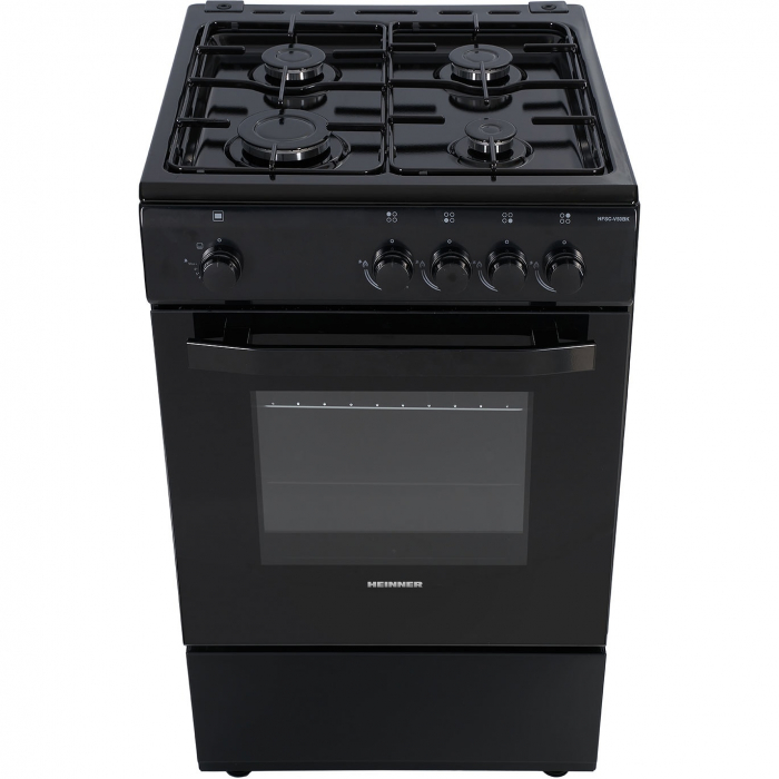 Aragaz Heinner HFSC-V50BK, 4 arzatoare, Gaz, Dispozitiv de siguranta plita/cuptor, 50 cm, Negru - Copie [2]