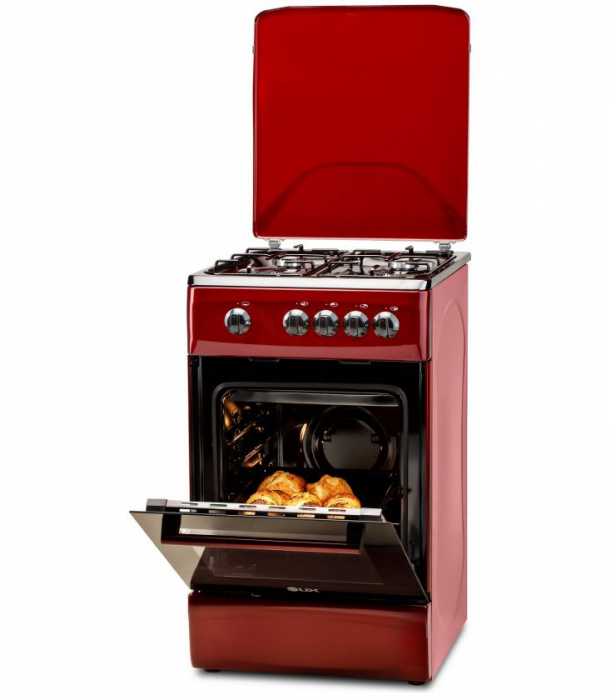 Aragaz LDK 5060 Bordo RMV NG, Gaz, 4 arzatoare, Capac metalic, Siguranta, 50x60 cm, Rosu inchis 4 ANI GARANTIE [3]