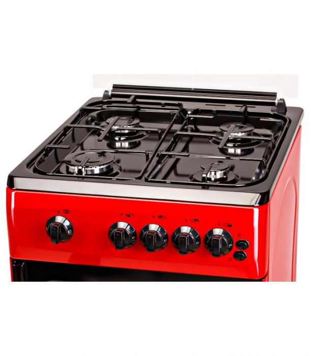 Aragaz LDK 5060 GRAI Red RMV, 4 Arzatoare, Siguranta, Grill, Rotisor, Aprindere, Iluminare, Capac sticla, 50 x 60 cm, Rosu [5]