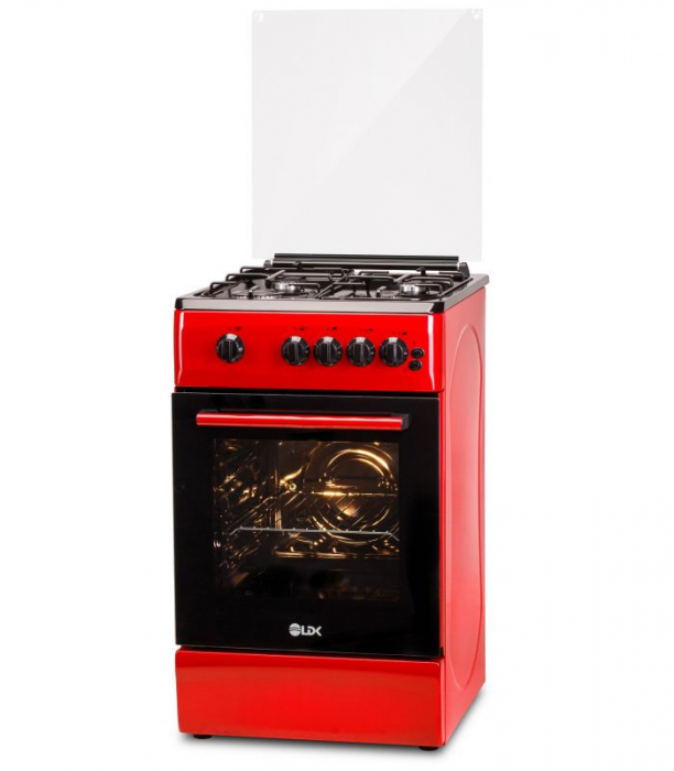 Aragaz LDK 5060 GRAI Red RMV, 4 Arzatoare, Siguranta, Grill, Rotisor, Aprindere, Iluminare, Capac sticla, 50 x 60 cm, Rosu [3]