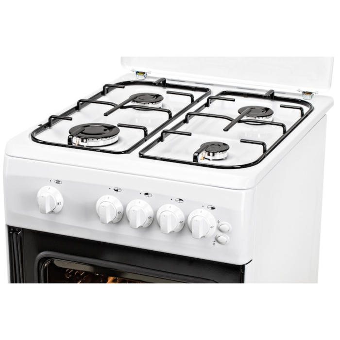 Aragaz LDK 5060 GRAI WH RMV, 4 Arzatoare, Capac metalic, Siguranta, Grill, Rotisor, Aprindere electrica, Iluminare, Alb, Preinstalare duze NG/LPG [3]
