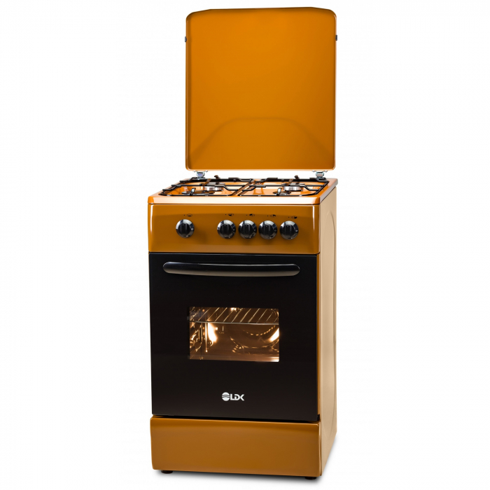 Aragaz LDK 5060 LIGHT BROWN RMV, Gaz, 4 arzatoare, Capac metalic, Siguranta, 50x60 cm, Maro deschis [2]
