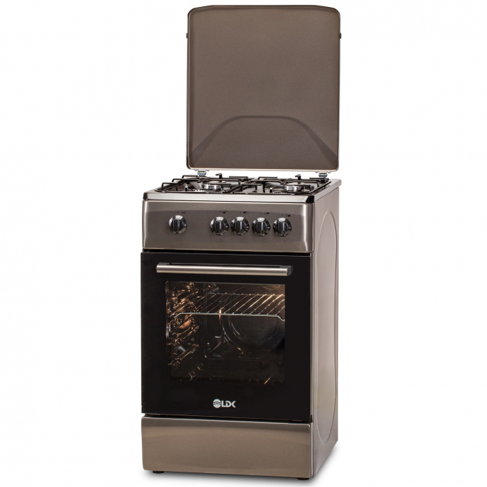 Aragaz LDK 5060 Shiny Grey RMV, Gaz, 4 Arzatoare, Siguranta, Capac metalic, Gri [2]
