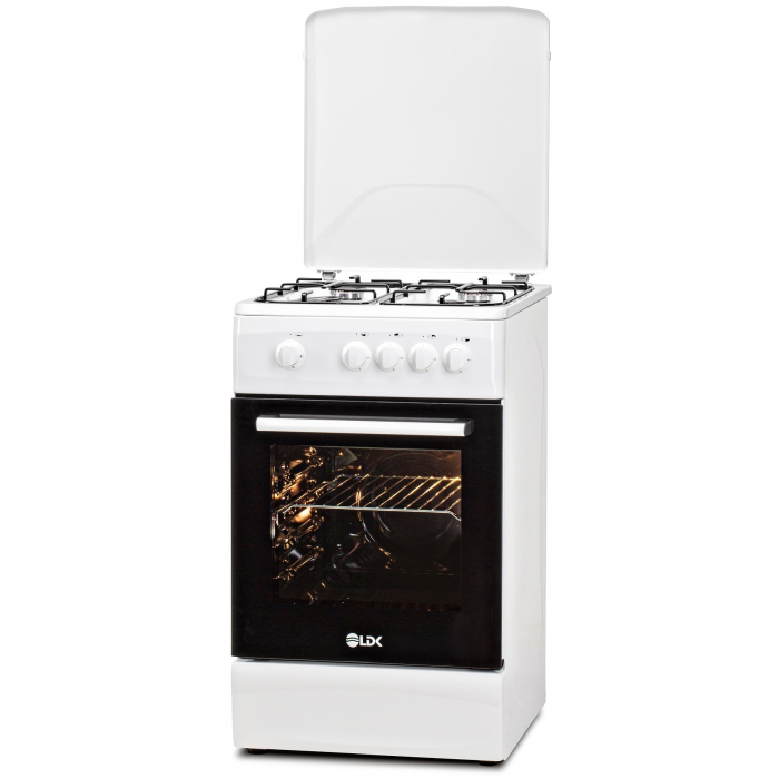 Aragaz LDK 5060 WH RMV, Gaz, 4 Arzatoare, Siguranta, Capac metalic, Alb [3]