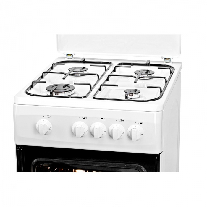 Aragaz LDK 5060 WH RMV, Gaz, 4 Arzatoare, Siguranta, Capac metalic, Alb [5]