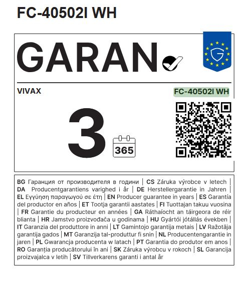 Aragaz Vivax FC-40502I WH,  4 arzatoare pe gaz, cuptor electric, aprindere electrica, alb [11]