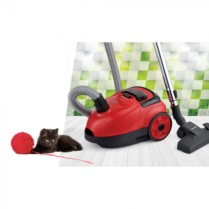 Aspirator cu sac Heinner HVC-VB750RD, putere 750W, putere de aspirare: 180W, sac textil 1.6 L, control variabil al puterii, nivel de zgomot: 78dB, Rosu [4]