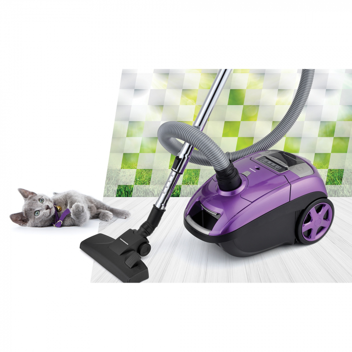 Aspirator cu sac Heinner HVC-VBS750PP, putere 750W, putere de aspirare: 200W, sac textil 2.5 L, putere variabila cu indicator LED, nivel de zgomot: 80dB, Mov [4]