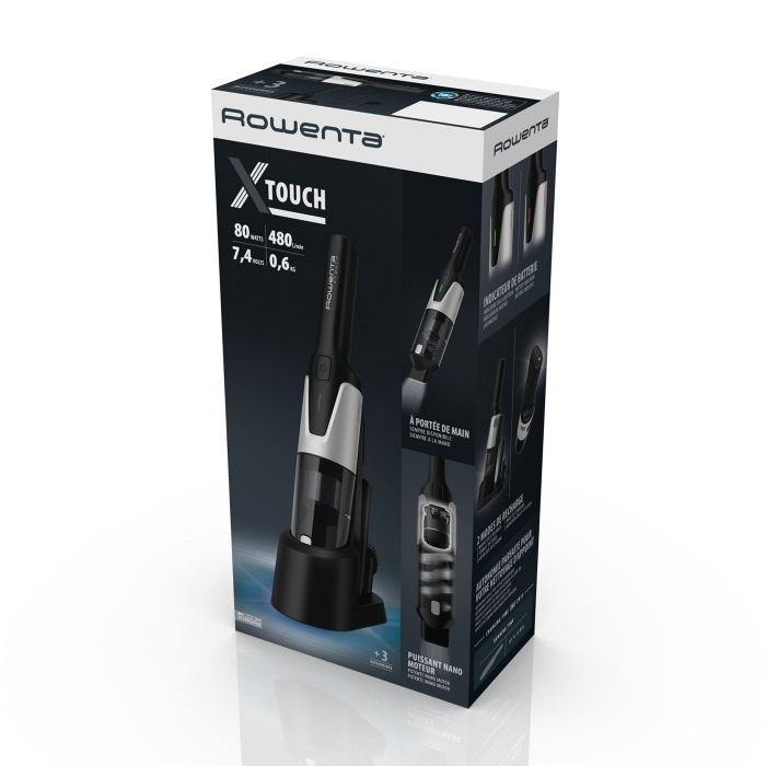Aspirator de mana Rowenta X-touch AC9736WO, autonomie 10 min, 2 accesorii, recipient 200ml, gri&alb [5]