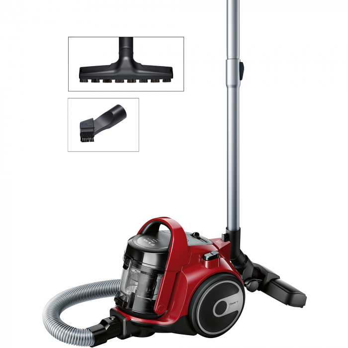 Aspirator fara sac Bosch 3A BGC05AAA2, 700W, 1.5 l, Filtru igienic PureAir, Perie parchet, Easy Clean, Rosu/Negru [2]
