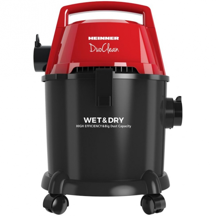 Aspirator multifunctional cu aspirare umeda si uscata HEINNER DuoClean HVC-MWD1400P-BK, 1400W, 15L, functie suflare, sac 3 L, filtru HEPA, negru/rosu [2]