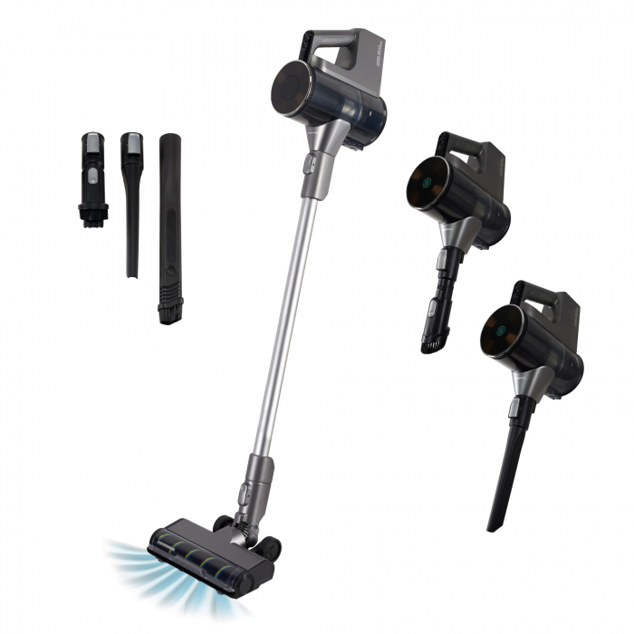 Aspirator vertical Heinner Verticlean Pro HSVC-MBD25.9S, filtrare ciclonica, acumulator li: 25.9v, putere: 450w si 3 viteze , autonomie max 20 min, display led, capacitate 0.7l , filtru hepa, silver [4]