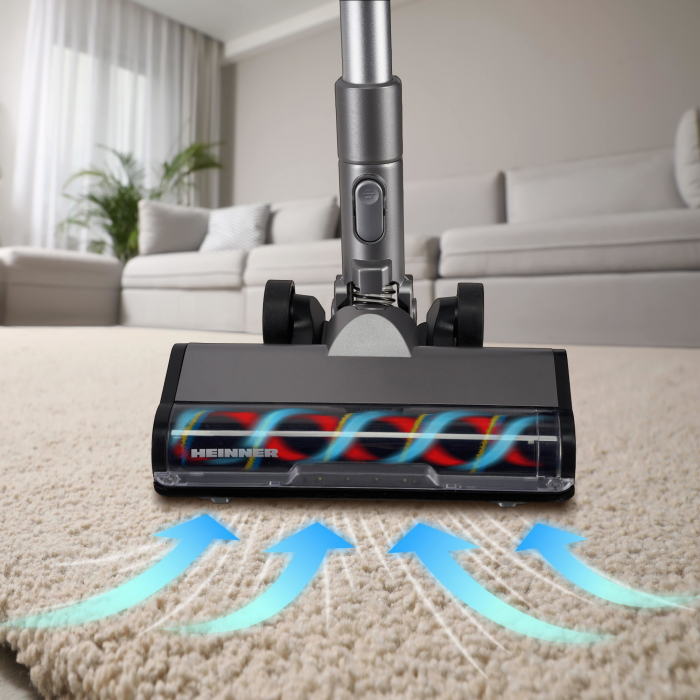 Aspirator vertical Heinner Verticlean Pro HSVC-MBD25.9S, filtrare ciclonica, acumulator li: 25.9v, putere: 450w si 3 viteze , autonomie max 20 min, display led, capacitate 0.7l , filtru hepa, silver [5]